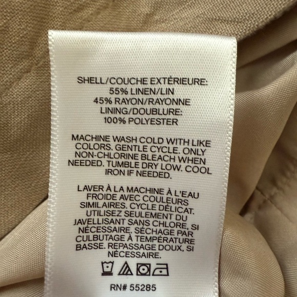 Express Linen-Blend Puff Sleeve Romper Neutral Cream Tan Size XS - Picture 7 of 14